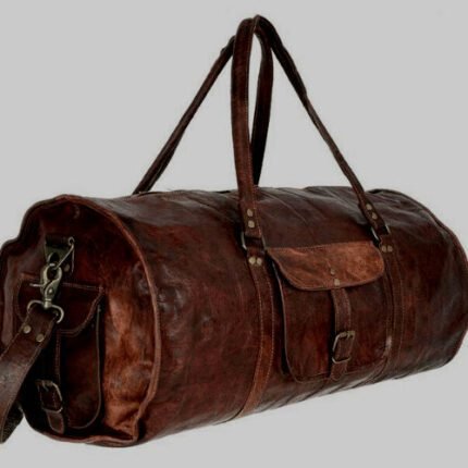 Round Duffle Leather Bag